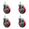 Service Caster 5'' Red Poly Swivel 7/16'' Grip Ring Stem Caster Set with Brake, 4PK SCC-GR20S514-PPUB-RED-TLB-716138-4 - alternate 1